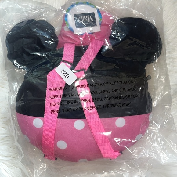 🆕 Disney’s Minnie Mouse Plush Backpack Pink and Black - Picture 4 of 4